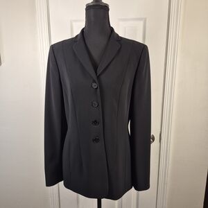 Ann Taylor Wrinkle Resistant Structured Blazer 6 Classic Black Quiet Luxury